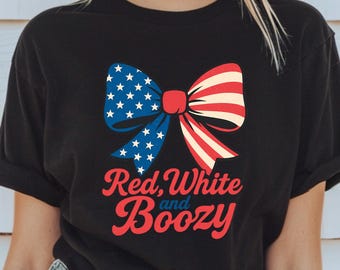 Red White and Boozy Shirt 4th of July Shirt Independence Day America Shirt Funny USA Tee Patriotic Shirt Funny 4th of July Drinking Shirt