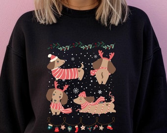 Dachshund Christmas Sweatshirt Dachshund Holiday Shirt Wiener dog Doxie Mom Dachshund Winter Dog mom crewneck Dachshund Christmas Gift Funny