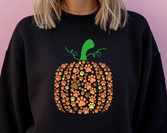 Paw Pumpkin Sweatshirt Paw Print Shirt Halloween Shirt Pumpkin Dog Shirt Dog Pet Pumpkin Halloween Shirt Halloween Shirt Thanksgiving Fall