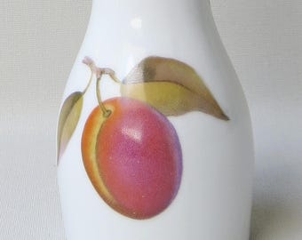 Pimentero ~ Molinillo de pimienta Royal Worcester Evesham: Porcelana color melocotón y frutos rojos, pomo metálico