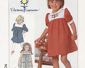 Vintage Simplicity 7348 Size 4 little girl's dresses in three styles from Florence Eiseman UNCUT and factory-folded