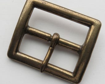 Hebilla de cinturón vintage para hombre ~ rectangular de latón macizo