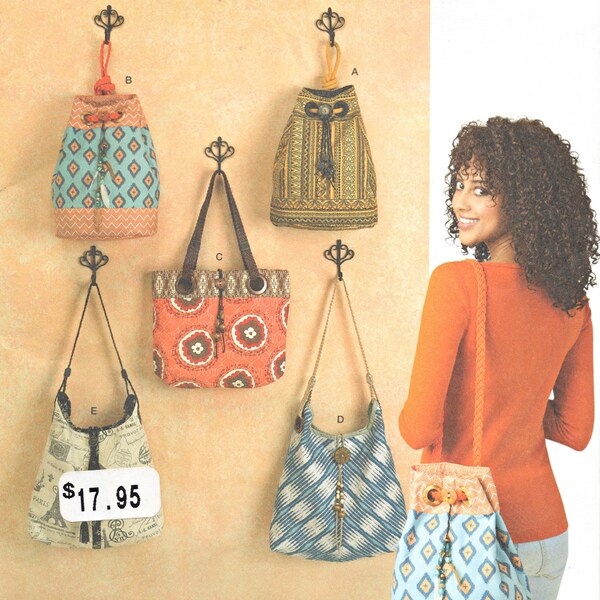 Simplicity 1598 Women's Bags in a Variety of styles over-the-shoulder, wrist cording UNCUT with free shipping