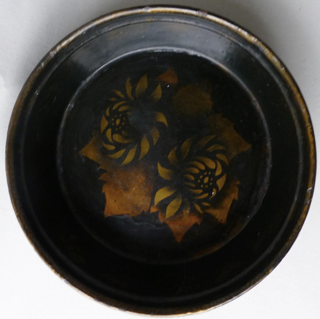 Tin Bowl Decatur Antique Tin Bowl Hand Painted TOLEWARE - Etsy