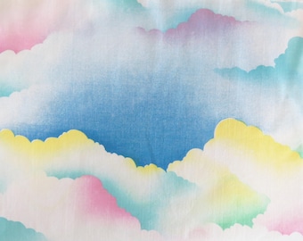 TELA ~ Juego de tela Vintage Cloud: Sábanas de algodón en tonos pastel pintadas a mano
