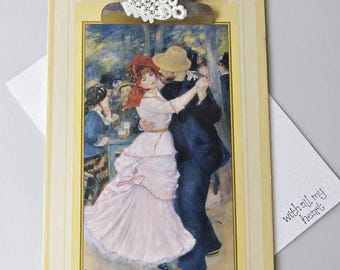 TABLERO CON PORTABOLSAS ~ Pequeño diseño vintage con lámina de Renoir 9" x 6"