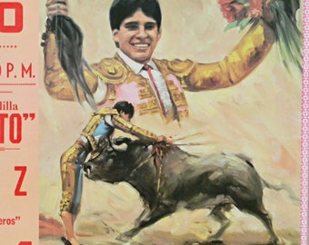 Two Vintage Bullfighting Posters Acapulco En Los Toros clean laminated 17" x 22"