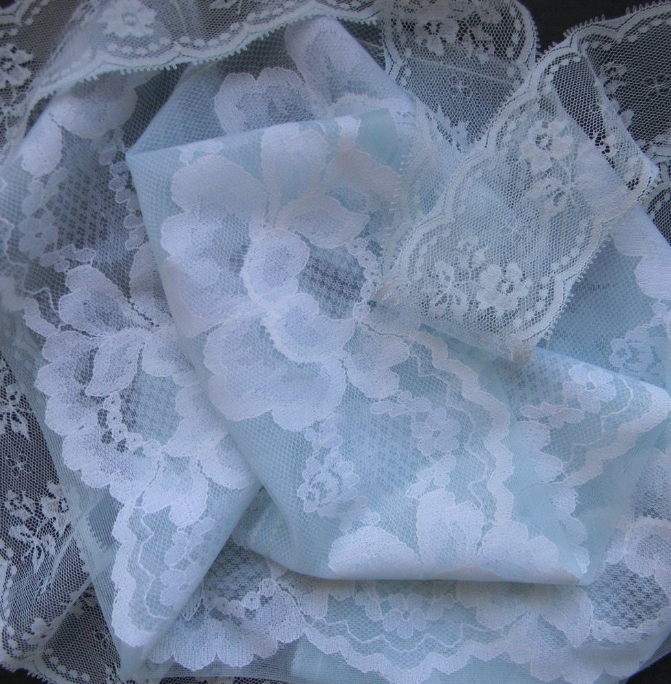 Vintage Lingerie Lace: Aqua Blue Roses, Scalloped Edging - Etsy