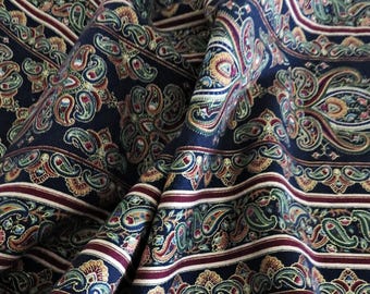 Estampado de borde vintage de algodón en magníficos y exuberantes colores oscuros (53 x 137 cm)