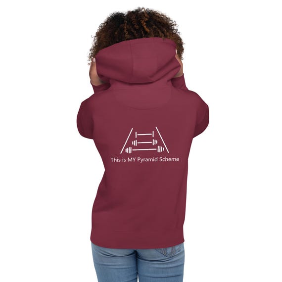 Pyramid Scheme — Hoodie by Stick Wit Designs, digitally hand-drawn gym humor design by Travis Conger