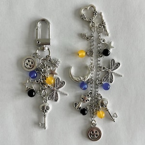 Coraline Movie Charm Armband, Naturliga Kalcedonkristallpärlor, Grunge Nyckelring, Smycken med Konstiga Flickor bild 5