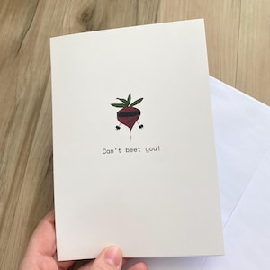 No puedo superarte: linda y divertida tarjeta de San Valentín hecha a mano: tarjeta de felicitación de amor con diseño de comida, aguacate minimalista simple y divertido