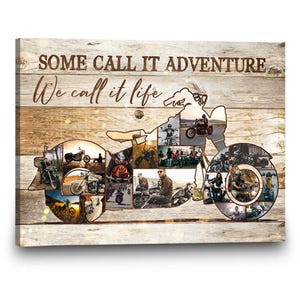 Motorcycle Gift, Motorcycle Wall Decoration, Motorcycle Photo Collage Wall Art, Some Call It Adventure I Call It Life Canvas, Gift for Him