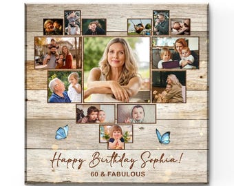Personalized Birthday Photo Collage Canvas: Rustic Keepsake
