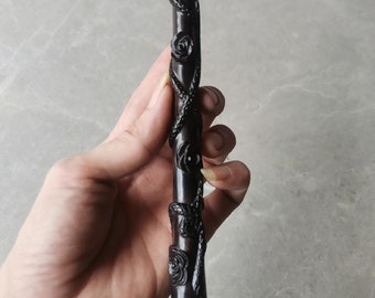 Custom Personalized  Wooden Wands | Hand-Carved Snake and Rose Wands | Handmade Magic Wand Unique | Witch's Wand , Perfect Gift For Wizard