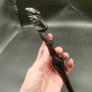 Custom Personalized Monster Head Wooden Wands Hand-Carved Wands | Handmade Magic Wand| Witch&#39;s Wand | Unique Magic, Perfect Gift For Wizard
