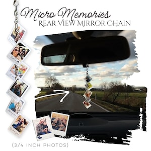 Custom Photo Mirror Ornament For Car - Rear View Mirror Photo Chain, Retro Mini Photo Charms, Memorial Gift, Micro Memories