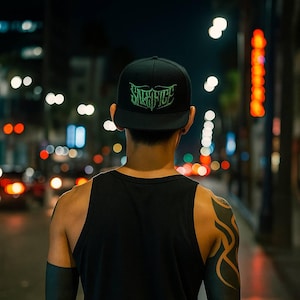 Gothic Snapback Cap, Embroidered Streetwear Hat, Metal Logo, Punk Style, Edgy Hip Hop, Hardcore, Cyberpunk, Unisex Goth, Darkwear Aesthetic,