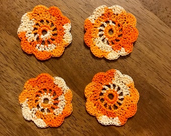 Shaded Orange Spool Pin Doilies - Set of 4 - Perfect for Vintage Sewing Machines!