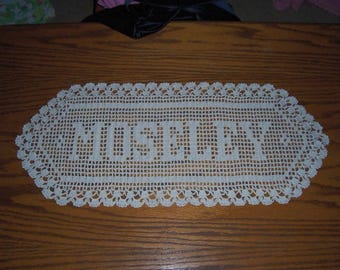 Custom Filet Crochet Name Doily