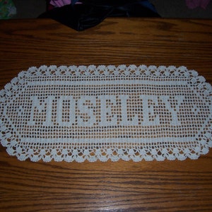 Custom Filet Crochet Name Doily