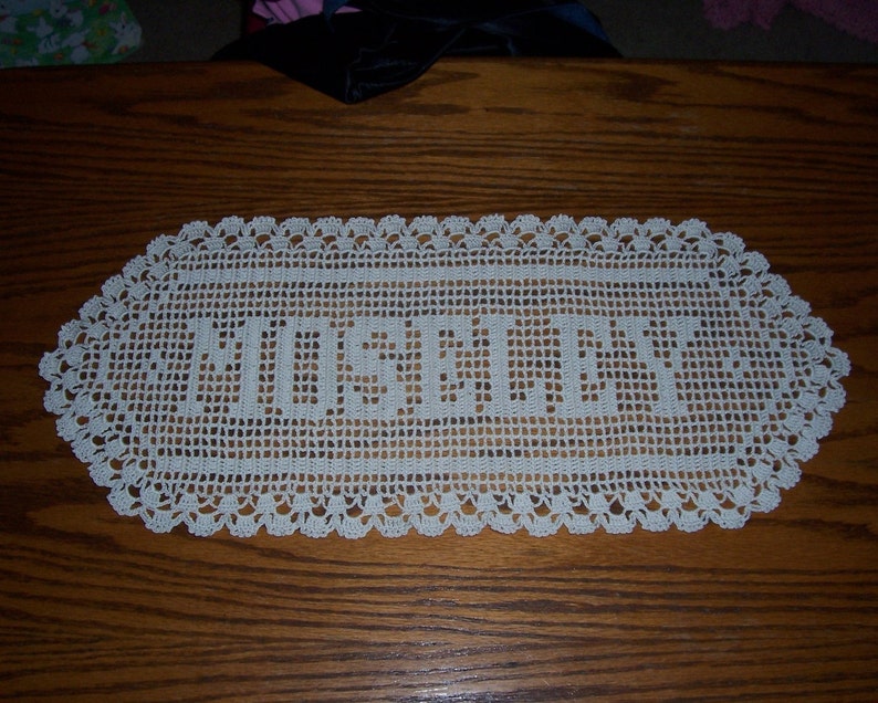 Custom Filet Crochet Name Doily image 1