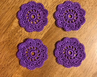 Purple Spool Pin Doilies - Set of 4 - Perfect for Vintage Sewing Machines!