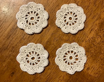 White Spool Pin Doilies - Set of 4 - Perfect for Vintage Sewing Machines!