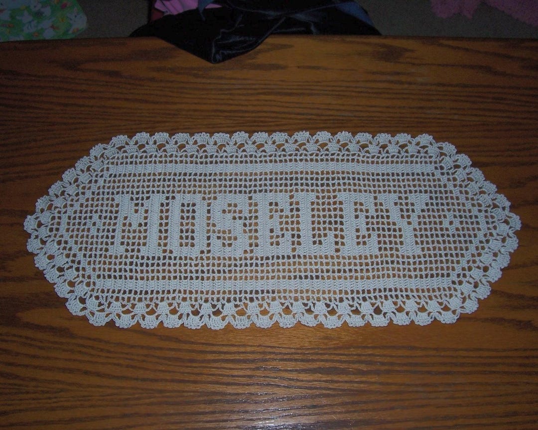 Custom White Crochet Name Doily