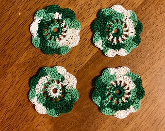 Shaded Green Spool Pin Doilies - Set of 4 - Perfect for Vintage Sewing Machines!