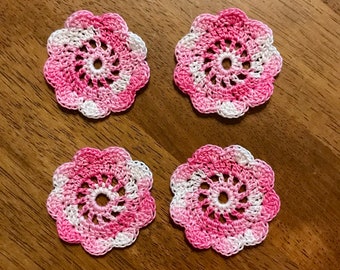 Shaded Pink Spool Pin Doilies - Set of 4 - Perfect for Vintage Sewing Machines!