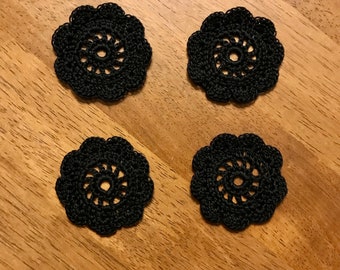 Black Spool Pin Doilies - Set of 4 - Perfect for Vintage Sewing Machines!