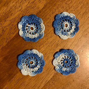 Shaded Blue Spool Pin Doilies Set of 4 Perfect for Vintage Sewing Machines image 1