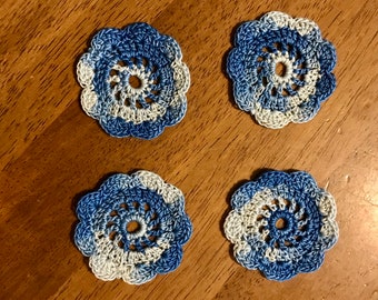 Shaded Blue Spool Pin Doilies - Set of 4 - Perfect for Vintage Sewing Machines!