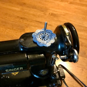 Shaded Blue Spool Pin Doilies Set of 4 Perfect for Vintage Sewing Machines image 2
