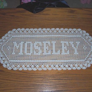 Custom Filet Crochet Name Doily