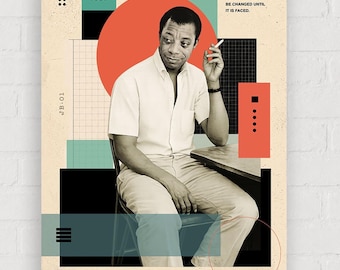 James Baldwin Poster | Mid-Century Wall Art | Black History Portrait Print