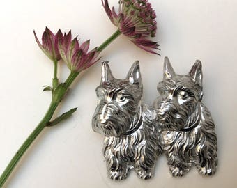 Art Deco Scotty Dog Brooch: Hand Cast Pewter Pin