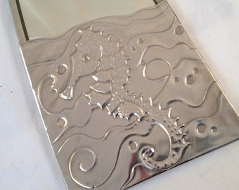 Bathroom mirror sea horse design