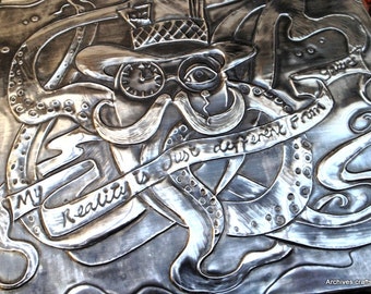 Steampunk octopus mirror