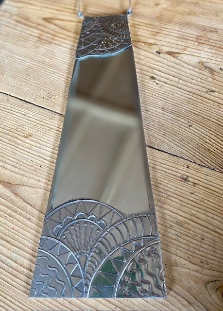 Lustro łazienkowe w stylu Art Deco wykonane z cyny