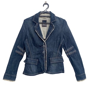 Vtg 90s Marithe Francois Girbaud denim blazer jacket Small size