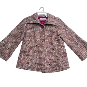 Vtg 90s Courreges tweed coat jacket button up