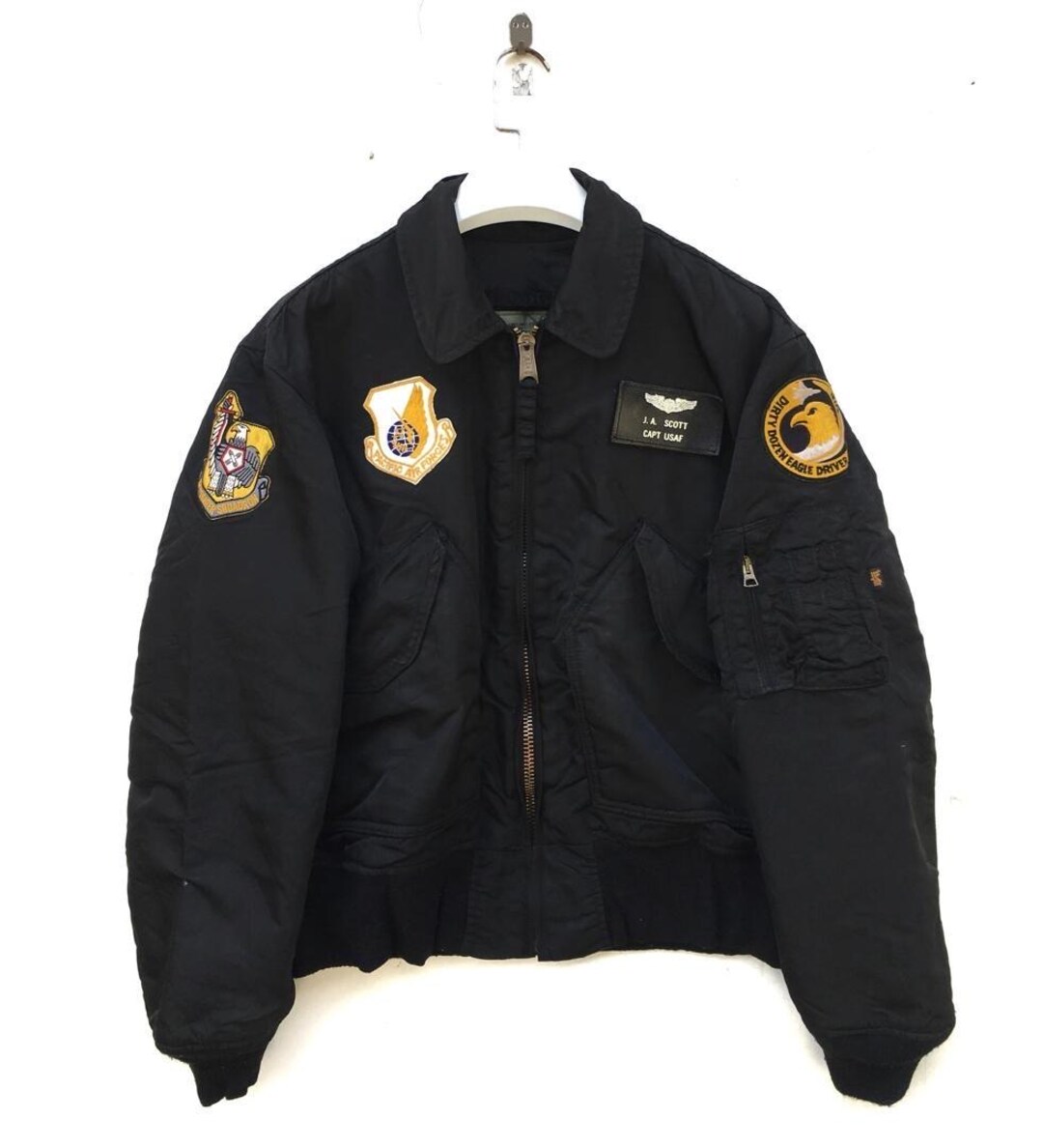 Vtg 90s Alpha Industries Ma-1 Usaf Squadron Fighter All Patch Logo