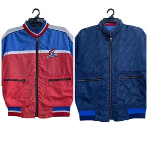 Vtg 90s HONDA colorblock racing motorcycle reversible bomber jacket