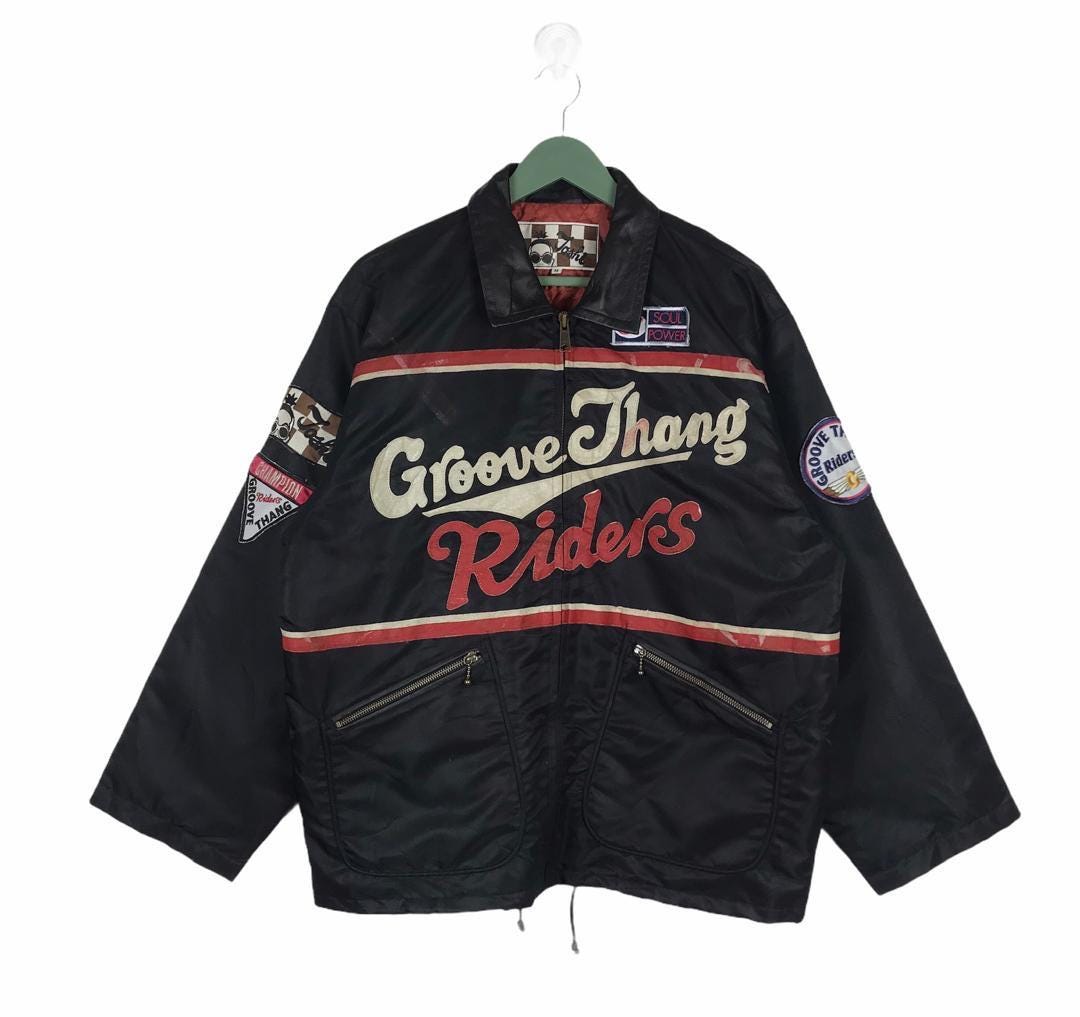 Vtg 90s Groove Thang Rider Patch Logos Racing Jacket Medium Size - Etsy