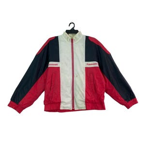 Vtg 90s KAWASAKI color block racing motorcycle shell jacket
