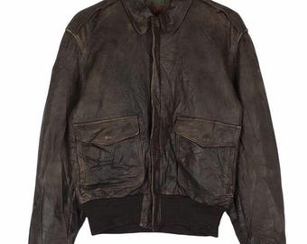Vtg Rare 70s Golden Bear Type A2 Bomber Leather Jacket Size