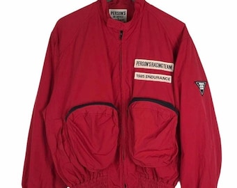 Vtg 90s Person japanese racing motorsport jacket patch logos design Large size