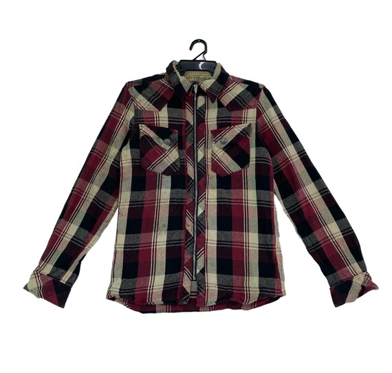 Vtg 90s Dickies Checkered Design Workwear Shirt Jacket